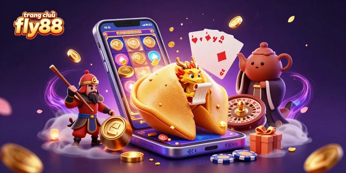 Experience exciting gaming on trang chủ fly88 with captivating visuals of a colorful slot game amidst golden fortune displays.