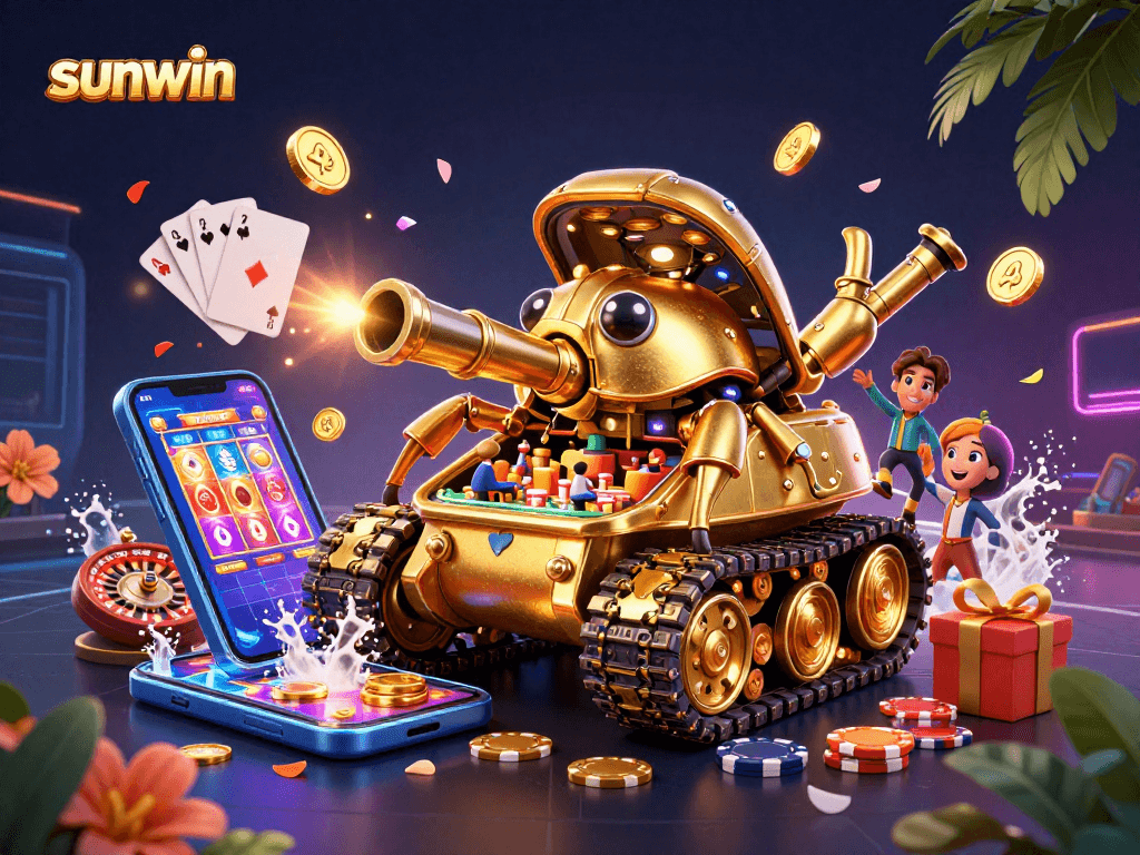 Engage with Sunwin's vibrant casino scene showcasing a unique golden beetle tank.
