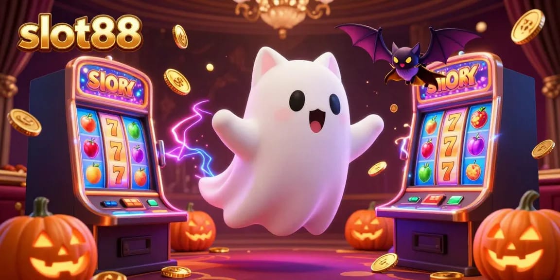 Nikmati keseruan slot88 dengan slot mesin yang bersinar dan karakter unik dalam suasana kasino yang megah.