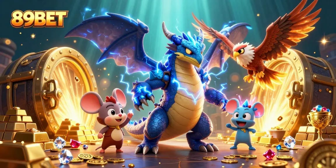 Experience exciting gaming with 89BET's electrifying casino atmosphere featuring dynamic characters.