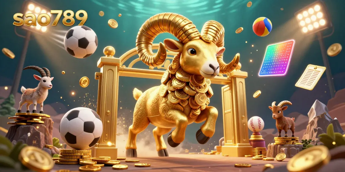 Experience the exhilarating action at sao789 with a dynamic scene featuring a golden ram charging through a casino gate.