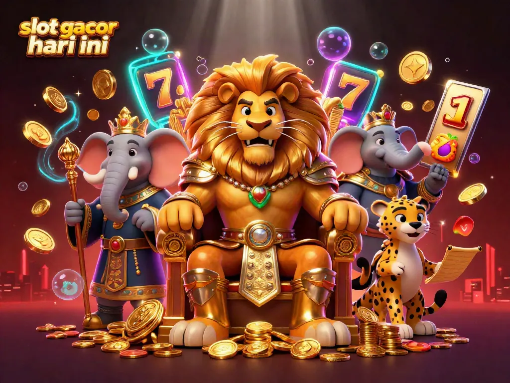 Permainan slot gacor hari ini dengan raja singa dan elemen kasino yang menakjubkan.