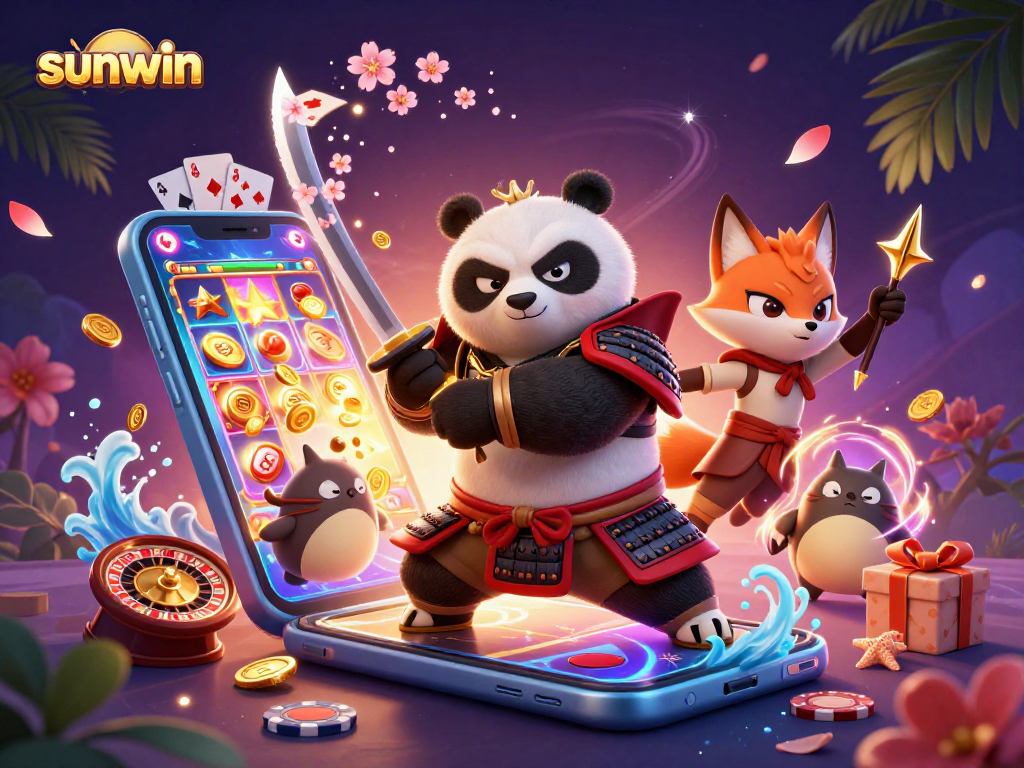 Experience sunwin slot excitement with vibrant 3D characters and casino elements in action.