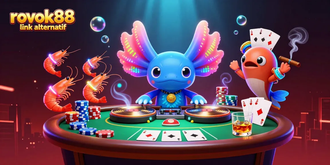 Engage with rokok88 link alternatif in a vibrant underwater casino scene with dynamic characters.