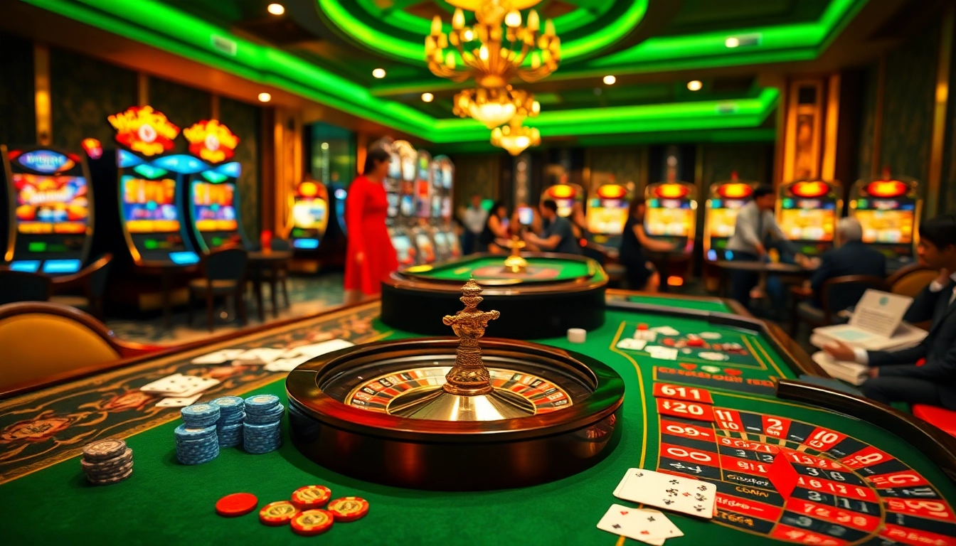 Experience exciting bj88 đá gà action at a vibrant casino table with players and vibrant betting elements.