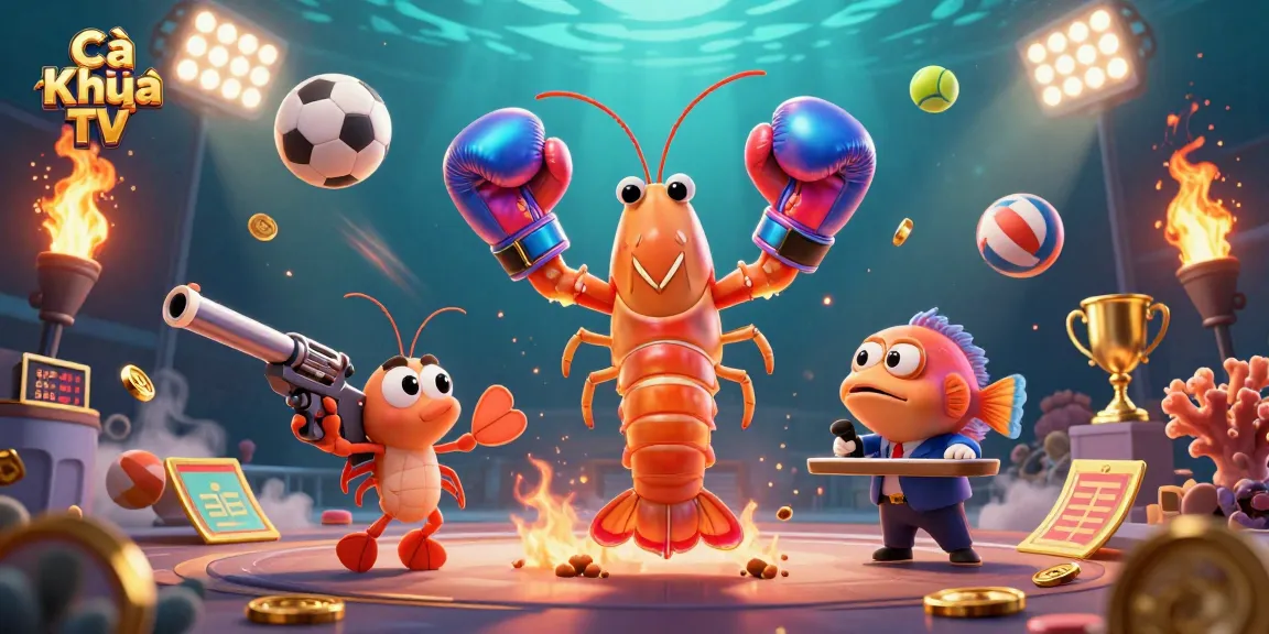Cà Khịa TV showcases thrilling sports action with animated characters in a vibrant and dynamic casino scene.