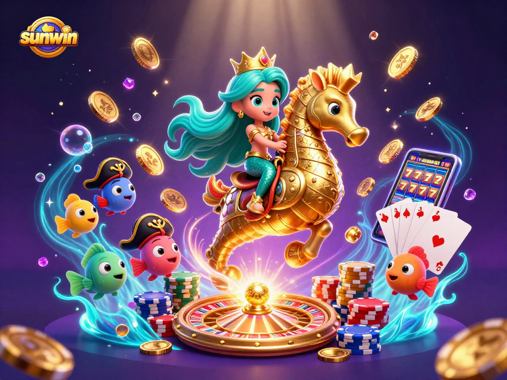 Enjoy thrilling wins with sunwin's vibrant 3D casino scene featuring vivid characters and exciting gaming elements.