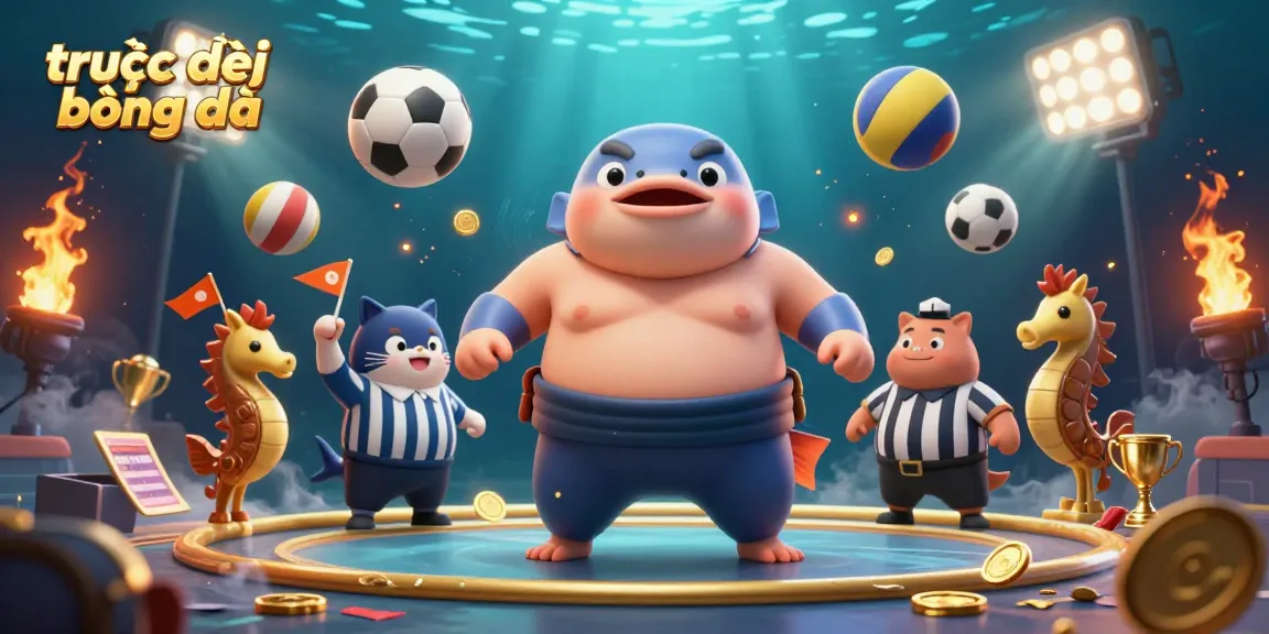 Experience trực tiếp bóng đá with a dynamic underwater sports scene featuring fugu, catfish, and seahorses.