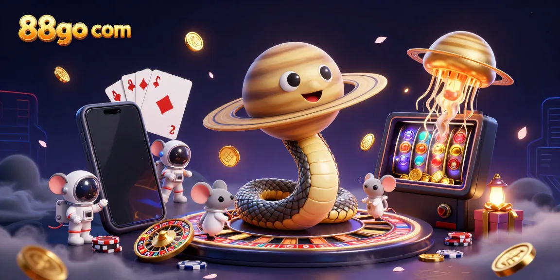 Engage with cosmic gaming action at 88go com, featuring characters and dynamic slot elements.