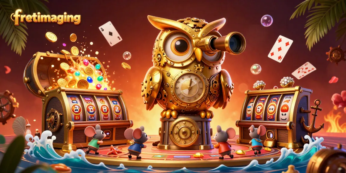 Engage with fretimaging through dynamic casino scenes featuring a golden owl and vibrant game elements.