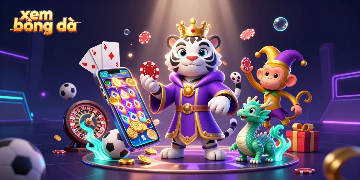 Xem bóng đá while experiencing sports betting excitement with vibrant 3D characters and casino elements