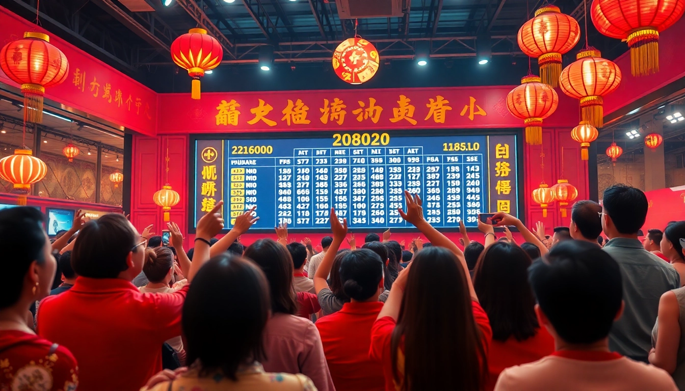 Real-time china lotto results during a vibrant lottery draw in a festive setting.