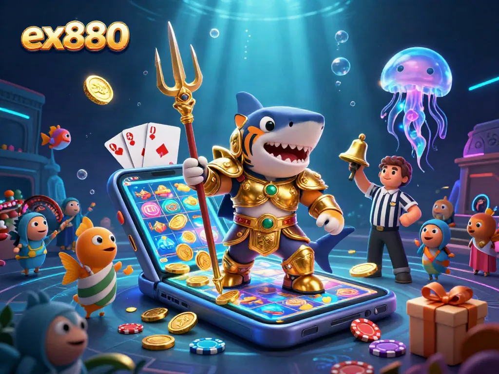 Experience thrilling gameplay with ex880 as tiger shark gladiators engage in epic underwater betting battles.