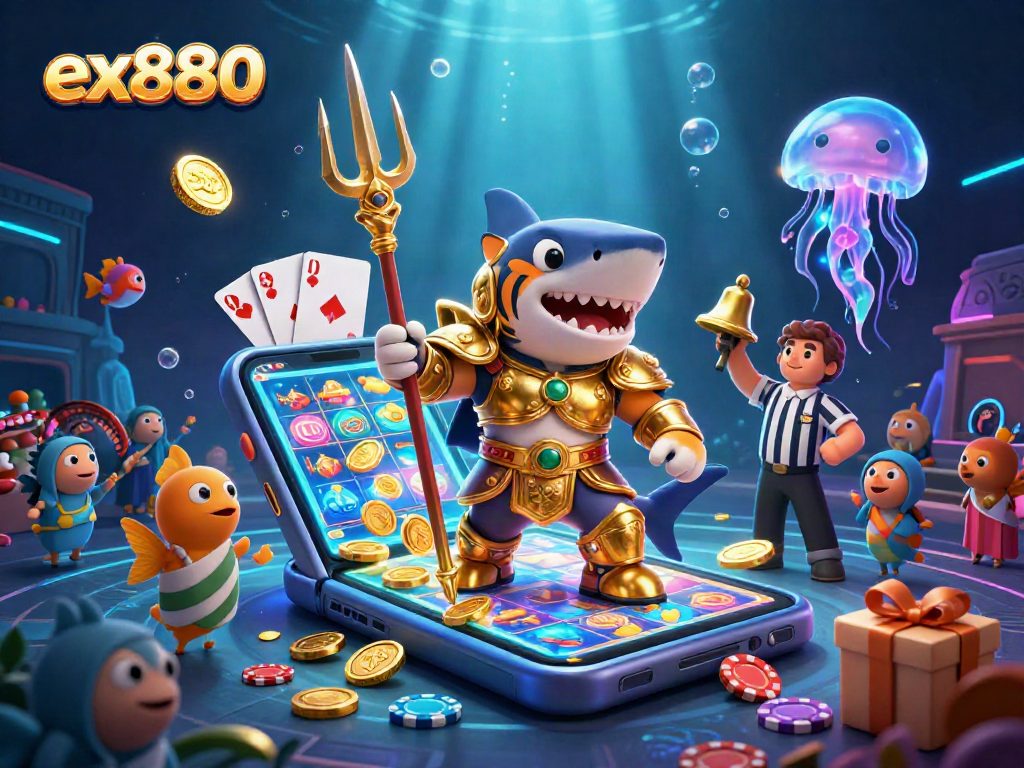Experience thrilling gameplay with ex880 as tiger shark gladiators engage in epic underwater betting battles.