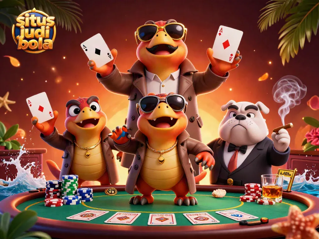 Rasakan sensasi situs judi bola dengan ilustrasi raptors tiga dimensi lucu memasuki kasino VIP.