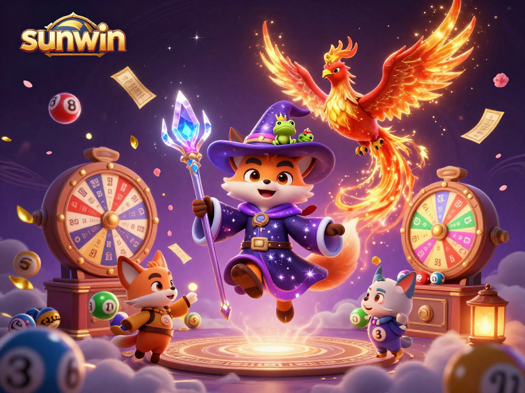 Engage in thrilling moments at sunwin with mystical characters, colorful lottery elements, and immersive casino vibes.