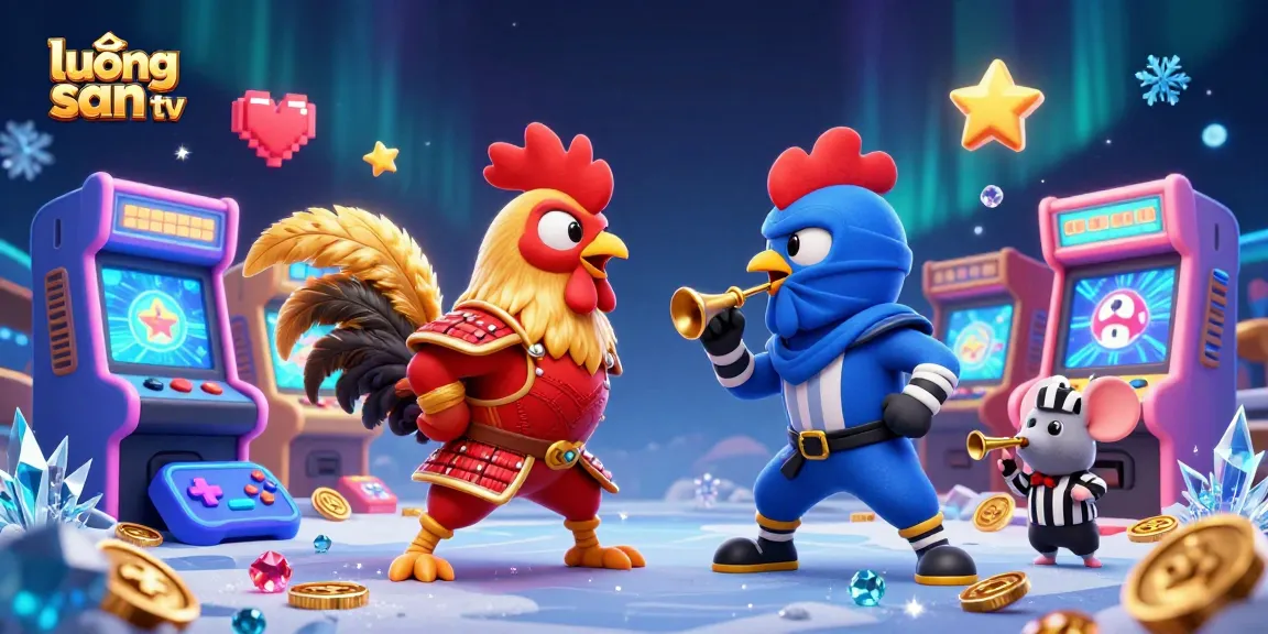 Lương Sơn TV showcases a dramatic 3D cartoon scene with roosters, reflecting exciting betting action.