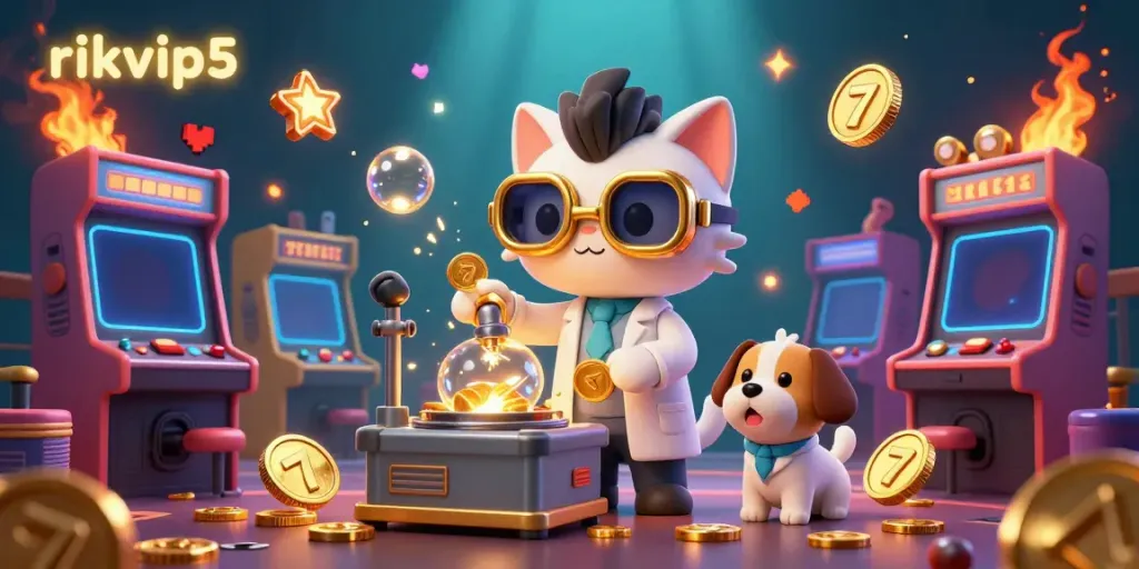 Experience vibrant gaming features at rikvip5, showcasing character-driven casino illustrations with dynamic gameplay elements.