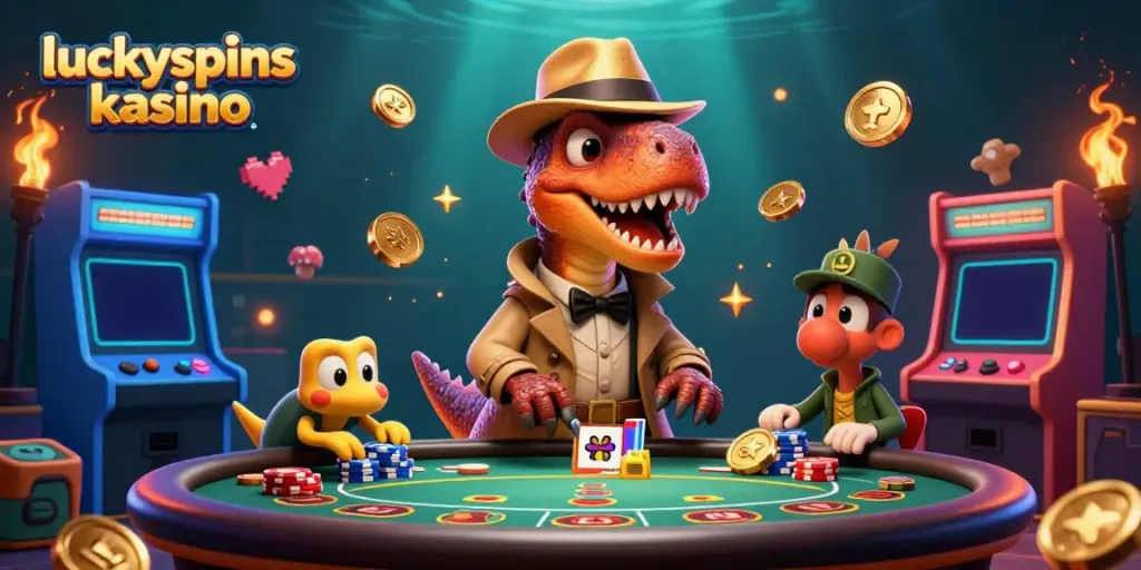 Experience exciting blackjack gameplay at luckyspins kasino with a clever velociraptor card counter.