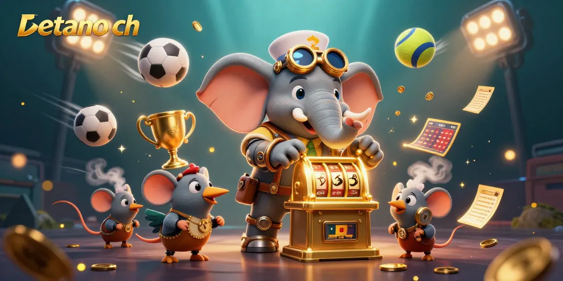 Erlebe die Aufregung von betano ch mit einem steampunk Elefanten, der einen goldenen Spielautomaten bedient.