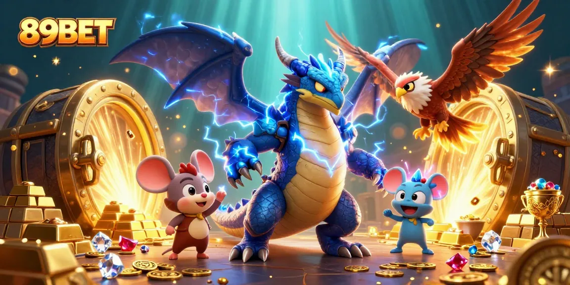 Experience exciting gaming with 89BET's electrifying casino atmosphere featuring dynamic characters.