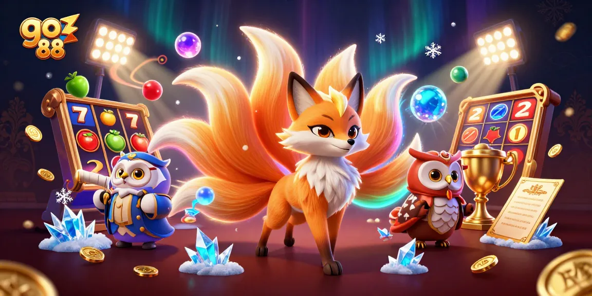 Experience the excitement of go 88 with dynamic slot game reels and colorful characters in a vibrant 3D illustration.