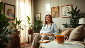 Enhancing emotional wellbeing in a calming therapy session with serene environment.