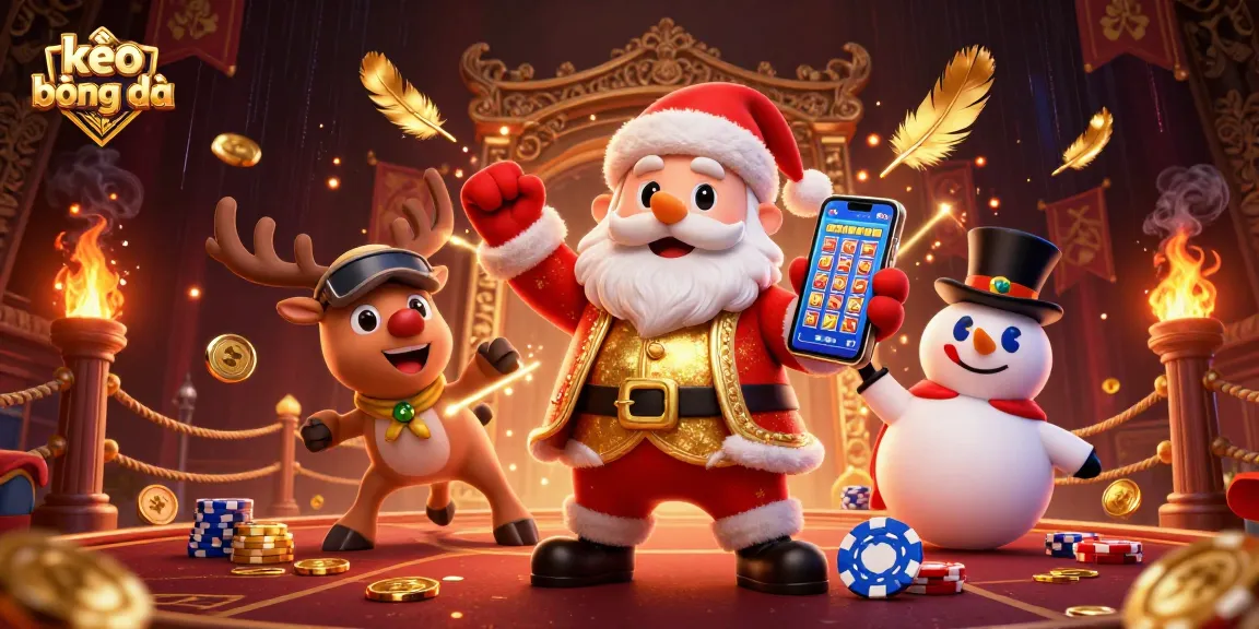 Bet on kèo bóng đá with Santa and friends in a dynamic casino scene.